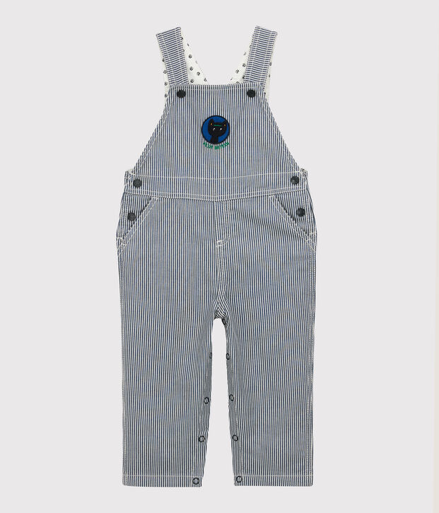 Babies' Canvas Dungarees blue/white