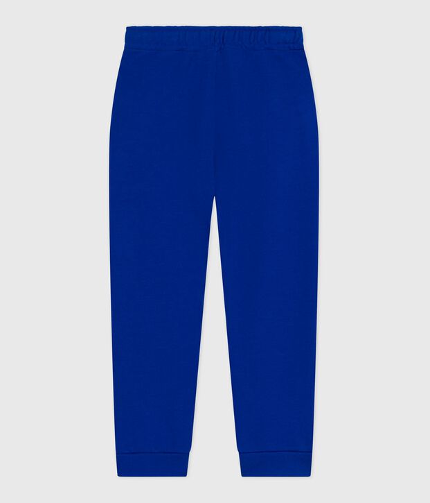 Children's plain cotton jogging bottoms blue