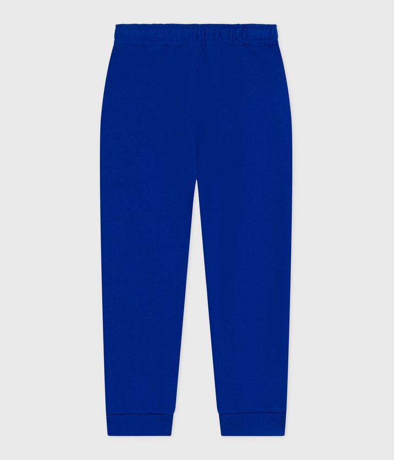 Children's plain cotton jogging bottoms blue