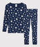 Boys' Snugfit Starry Cotton Pyjamas MEDIEVAL blue/MARSHMALLOW white