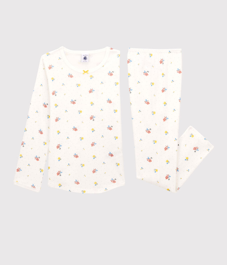 Girls' Floral Cotton Pyjamas white/multicolor