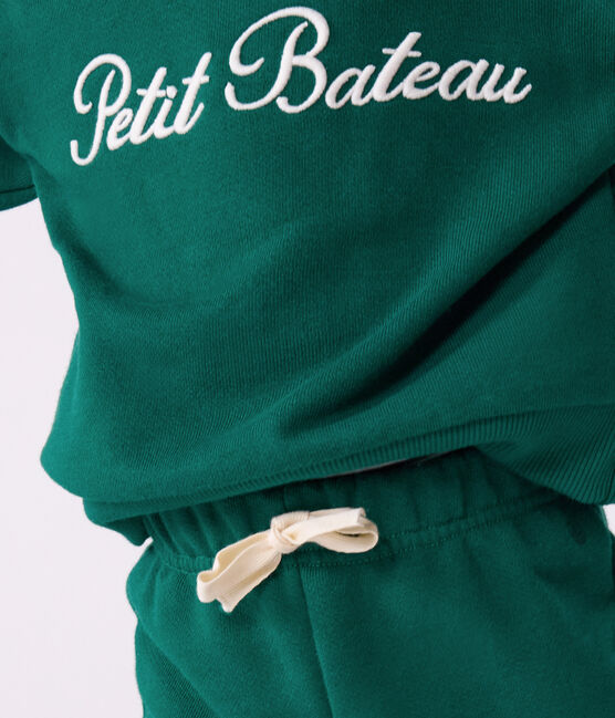 Babies' Petit Bateau embroidered cotton sweatshirt EVERGREEN green