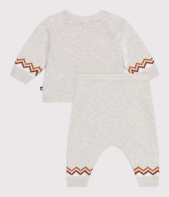 Babies' two-piece knitted outfit with a ‘P'tit Cœur’ print MONTELIMAR beige/MULTICO white