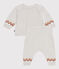 Babies' two-piece knitted outfit with a ‘P'tit Cœur’ print MONTELIMAR beige/MULTICO white