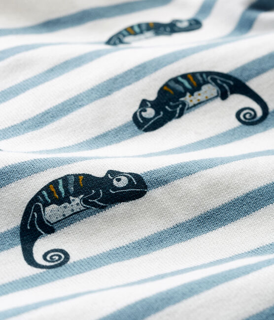 Baby Boys' Short-Sleeved Playsuit MARSHMALLOW white/FONTAINE blue