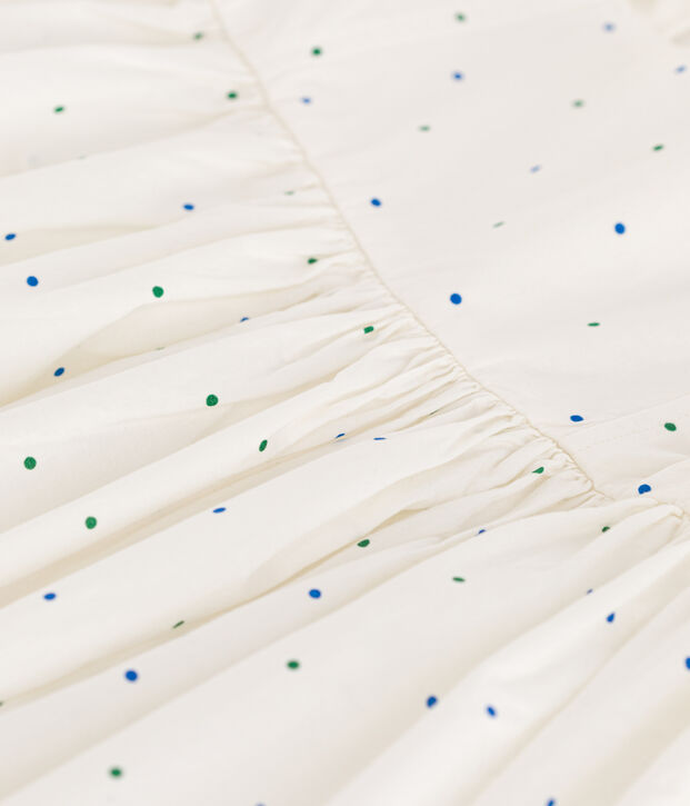 Children's long sleeveless spotted cotton dress white/multicolor