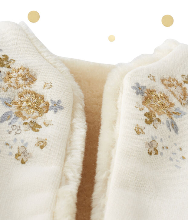 Baby girl's reversible sleeveless cardigan white