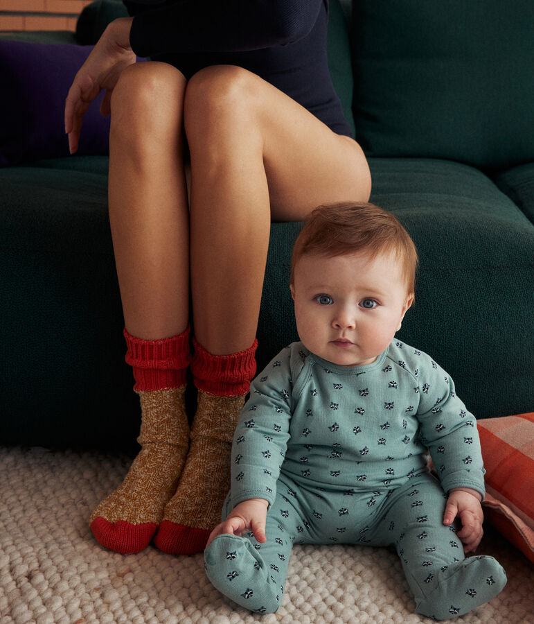 Babies' patterned fleece pyjamas green/multicolor