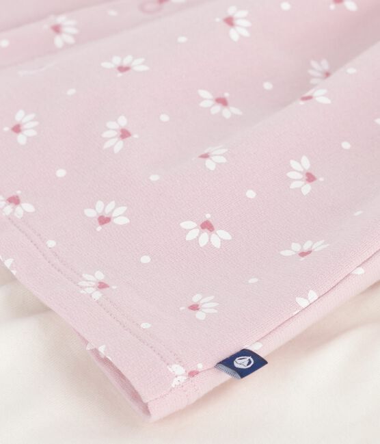 Babies' dress with a collar, printed with hearts and flowers, and leggings in cotton JOLI pink/MULTICO white