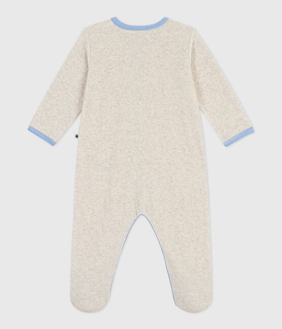 Babies' plain velour pyjama suit MONTELIMAR CHINE beige
