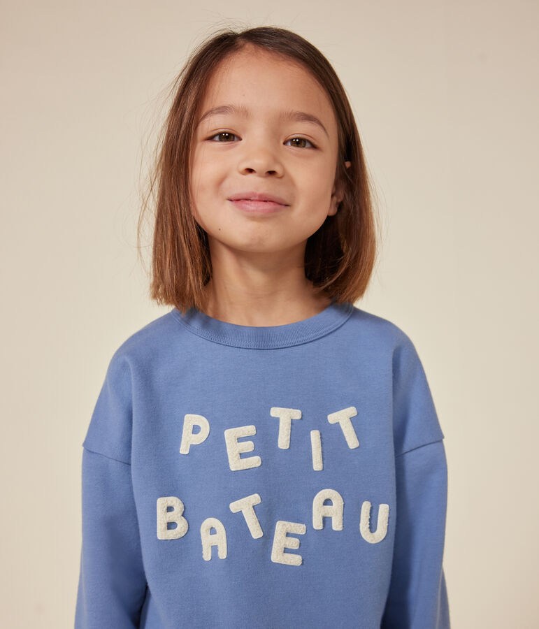 Fleece sweatshirt for girls or boys BEACH blue