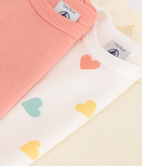 Babies' heart patterned short-sleeved cotton bodies - 3-Pack variante 1