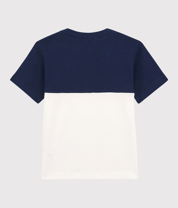 Boys' Short-Sleeved Cotton T-Shirt blue/white
