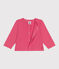 Babies' plain cotton cardigan PEONIA pink