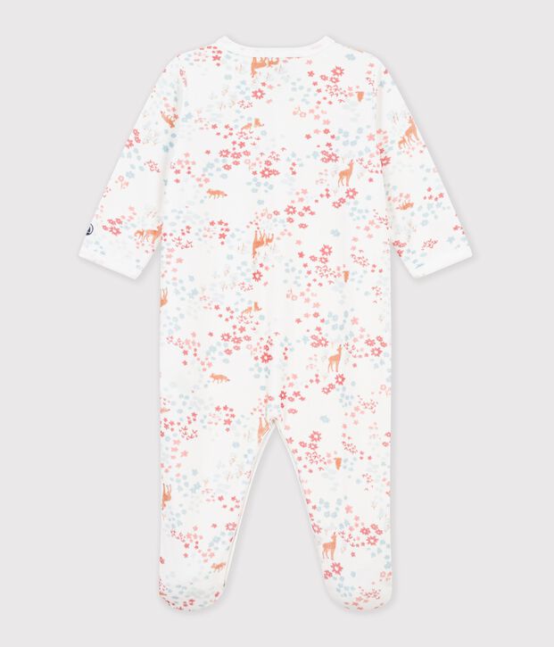 Dors-bien en bouclette velours imprim&eacute; white/pink/multicolor