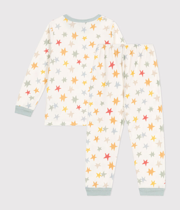 Children's star print velour pyjamas. white/multicolor