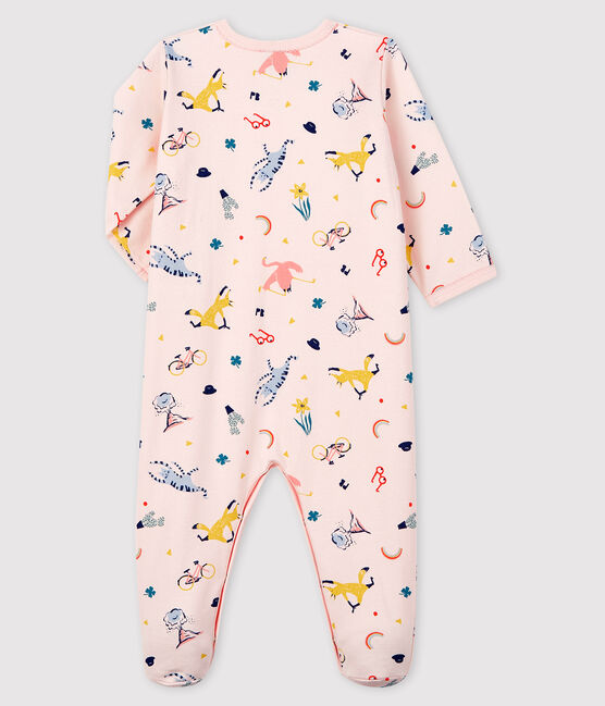 Baby Girls' Animal Print Fleece Sleepsuit FLEUR pink/MULTICO white