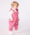 Babies' dungarees in plain corduroy with ruffles and long legs BOUDOIR