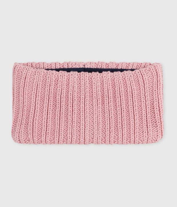 Babies' fleece-lined knitted snood pink