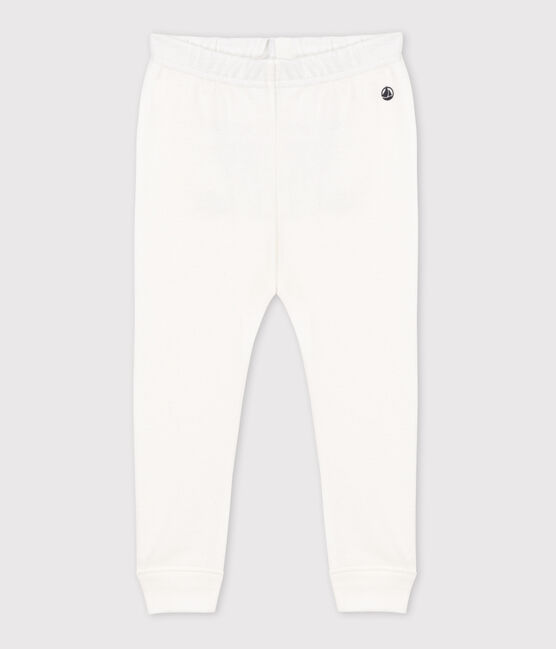 Babies' Ribbed Cotton Leggings MARSHMALLOW white