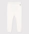 Babies' Ribbed Cotton Leggings MARSHMALLOW white