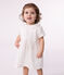 Babies' white cotton dress and bloomers with pretty openwork details ECUME white