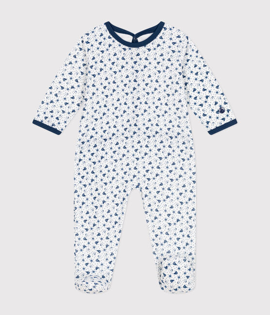 Babies' velour sleepsuit ECUME white/MULTICO white