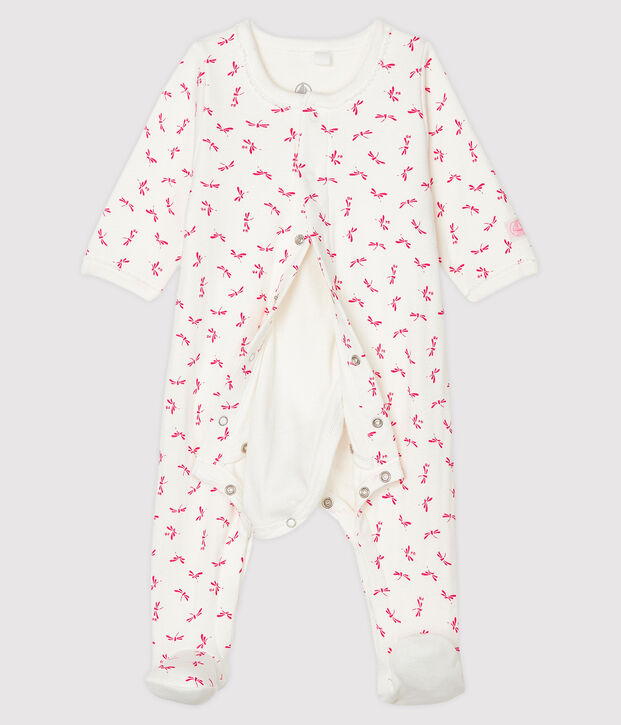 Baby Girls' Tube Knit Bodyjama white/pink