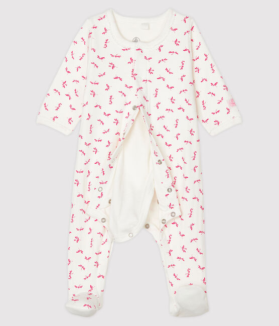 Baby Girls' Tube Knit Bodyjama MARSHMALLOW white/GROSEILLER pink