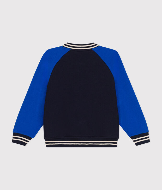 Boys' fleece baseball jacket blue/blue