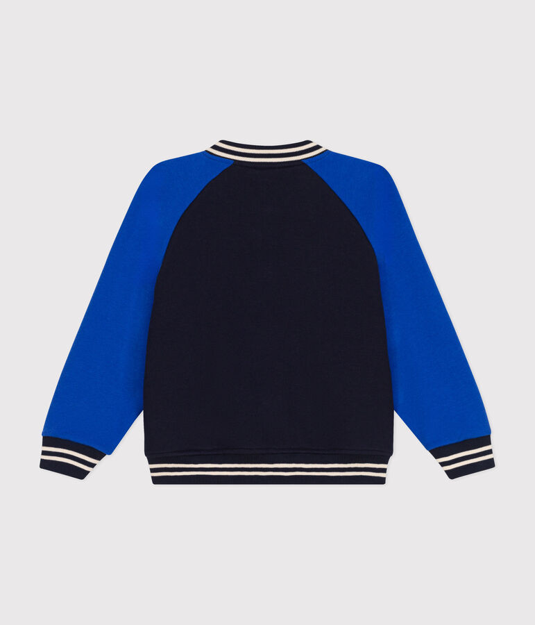 Boys' fleece baseball jacket blue/blue