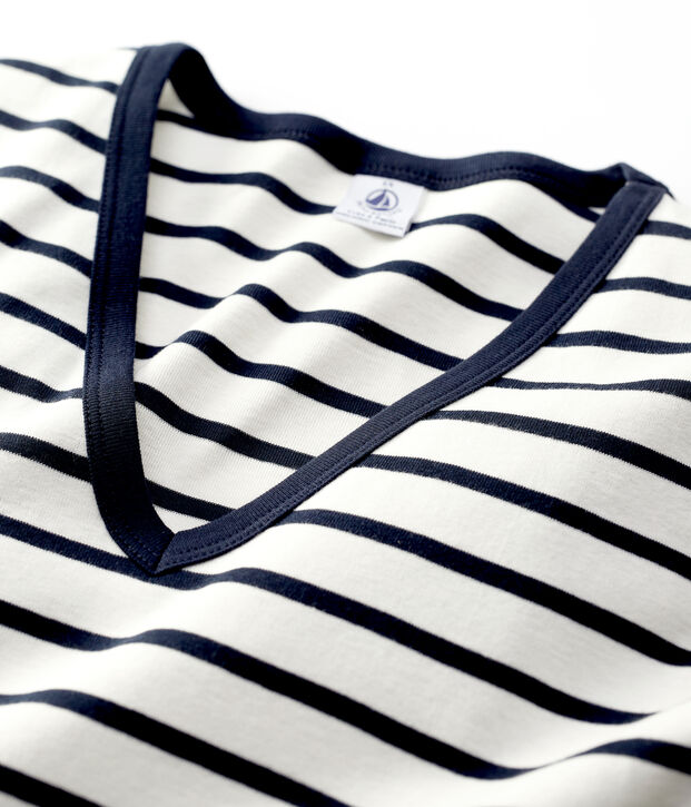 Women's Iconic Cotton V-Neck T-Shirt white/blue