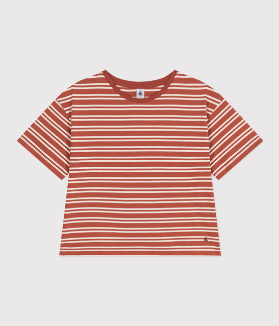 Women's Boxy Stripy Cotton T-Shirt FAMEUX /AVALANCHE