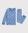 Children's fleece pyjamas with hearts blue/white