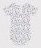 Babies' short-sleeved floral print cotton body MARSHMALLOW white/MULTICO white