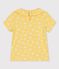 Girls' Short-Sleeved Cotton T-Shirt ORGE yellow/MARSHMALLOW white