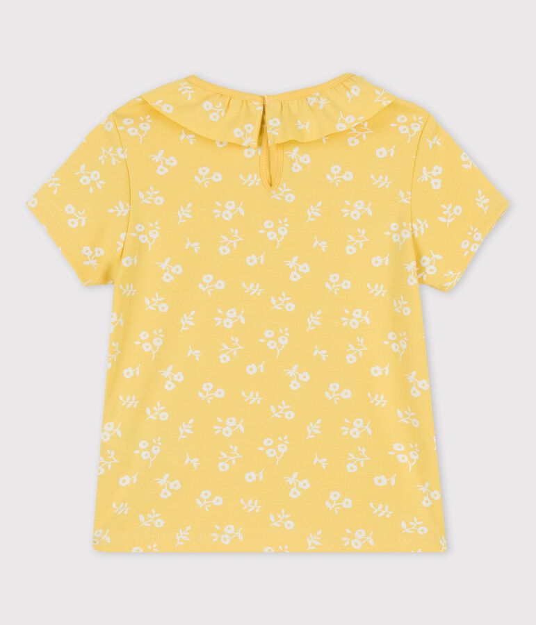 Girls' Short-Sleeved Cotton T-Shirt yellow/white