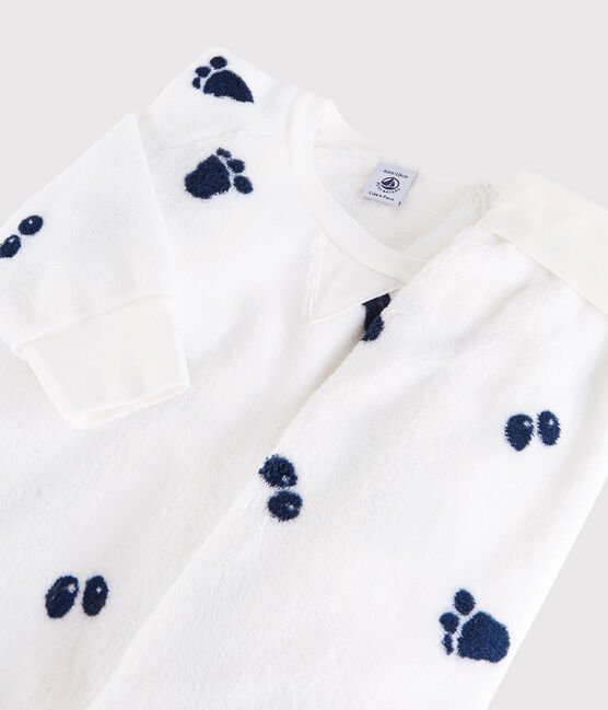 Boys' Fleece Pyjamas MARSHMALLOW white/MEDIEVAL CN blue