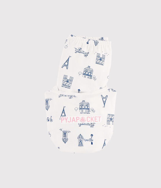 Children's Paris Print Ribbed Pyjamas MARSHMALLOW white/MAJOR blue