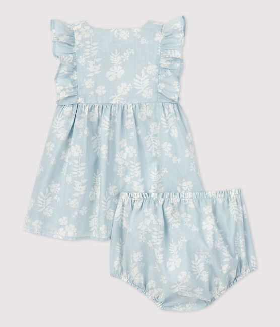 Babies' Organic Poplin Hawaii Print Dress with Bloomers PLEINAIR /MARSHMALLOW