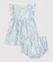 Babies' Organic Poplin Hawaii Print Dress with Bloomers PLEINAIR /MARSHMALLOW