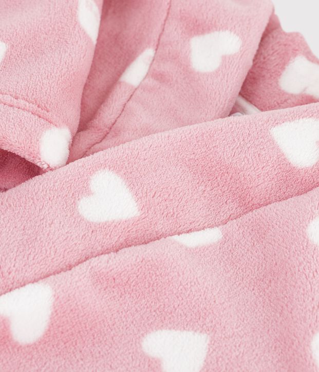 Children's printed fleece dressing gown pink/white