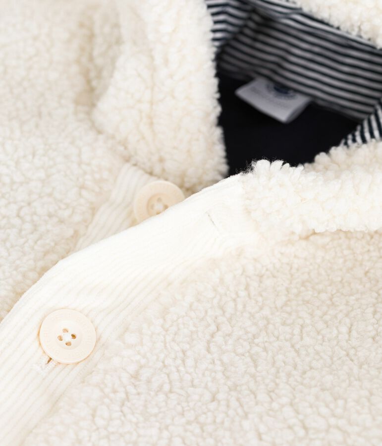 Babies' padded sherpa coat with a hood Ecru