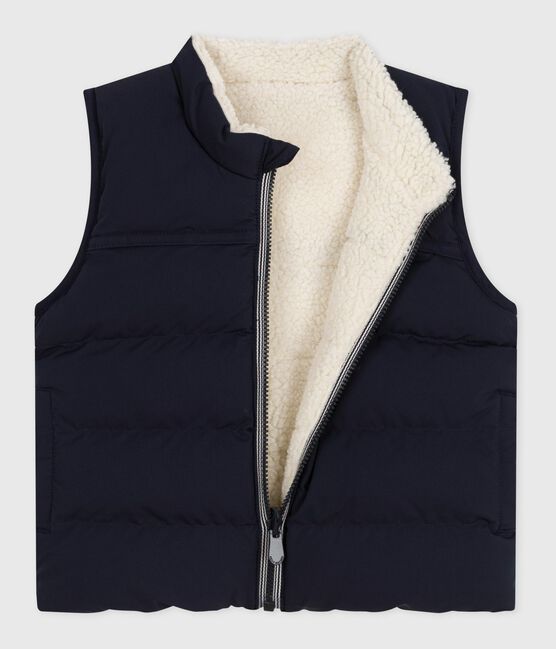 Baby's reversible sleeveless puffer jacket SMOKING blue/MILK