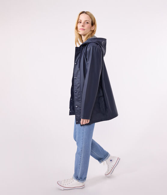 Iconic Recycled Fabric and Organic Cotton Raincoat SMOKING blue