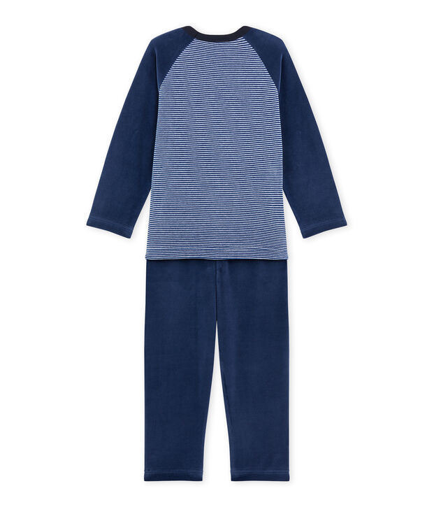 Boy's wolf motif pyjamas blue/blue/white