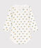 Babies' Long-Sleeved Patterned Cotton Bodysuit With Ruff Collar MARSHMALLOW white/MULTICO white