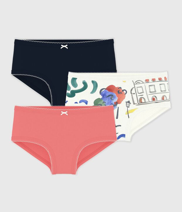 Pack of children's high-waisted printed cotton pants multicolor