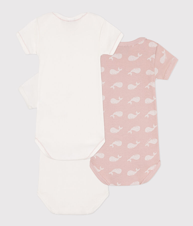 Short-Sleeved Whale Themed Cotton Bodysuits - 3-Pack multicolor