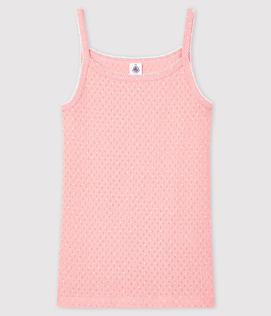 Women's strappy top with decorative touches CHARME pink/ECUME white